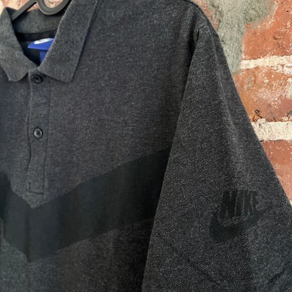 VTG 80s Nike Blue Label Tag Men's Charcoal Gray Polo Shirt L 20x29 - Picture 1 of 5
